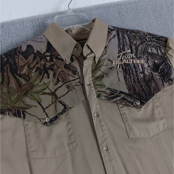 Spartan Vintage Realtree Western Shirt Men's *Medium Tan Camo Hunting USA Made - Picture 5 of 13